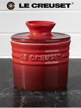 Le Creuset Stoneware Red Cerise Butter Bell Crock Keeper NEW in Box